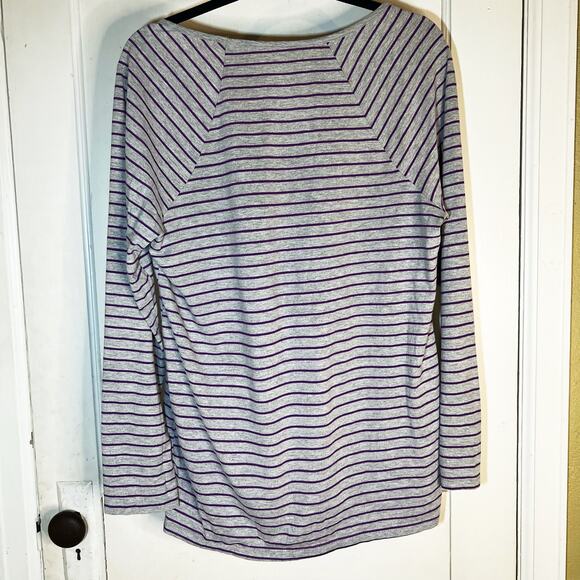 Women's Plus Size Purple and Gray Long Sleeve Floral Print V-Neck Size 1X - Picture 2 of 5